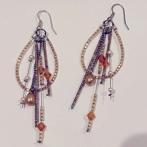 Amber colored beaded drop earrings circa 2000s